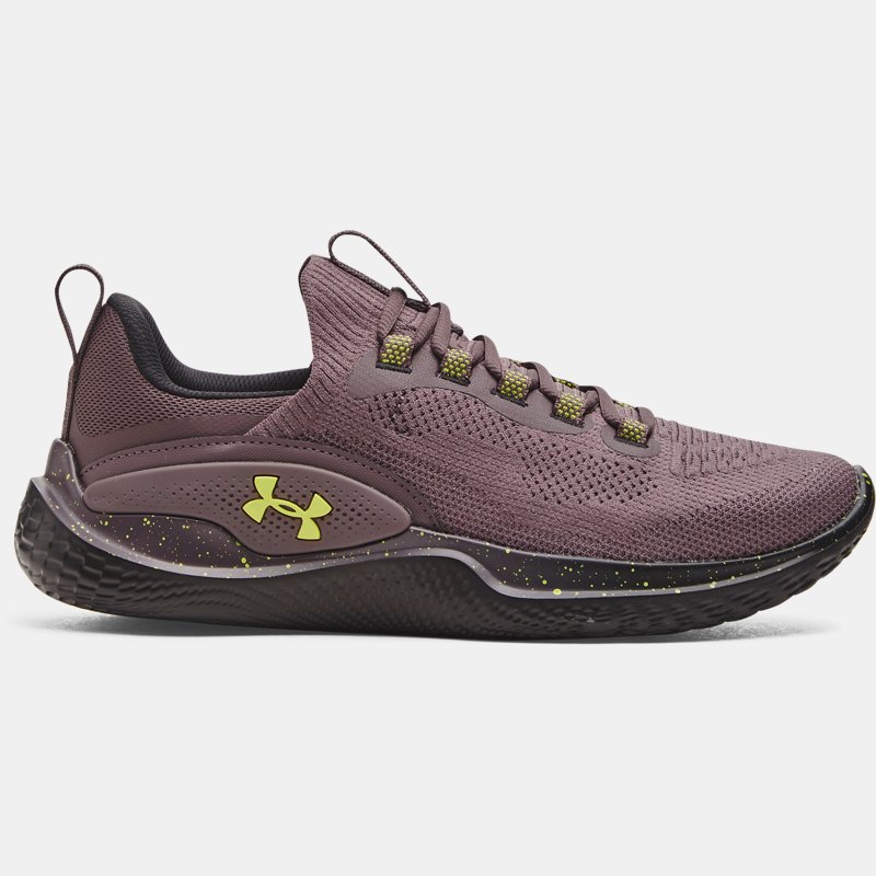 Men's  Under Armour  Flow Dynamic Training Shoes Ash Taupe / Black / Lime Yellow 8